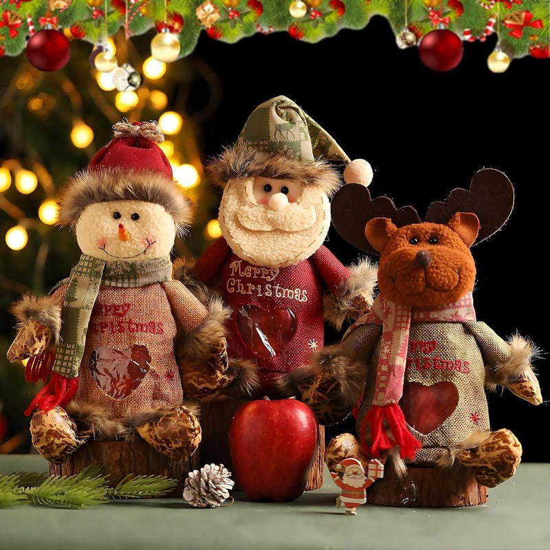 Christma s Gift Bags Zipper Design,2026 New 3D Santa Snowman Deer Doll GiftBags,Reusable Christmas Zipper Gift Bags,Thickened Felt Material, For Packaging of Apples,Candies,Small Toys and Gifts - Image 1